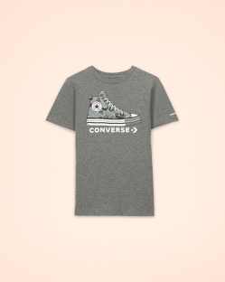 Camisetas Converse Printed Sneaker Para Niño - Gris | Spain-9167